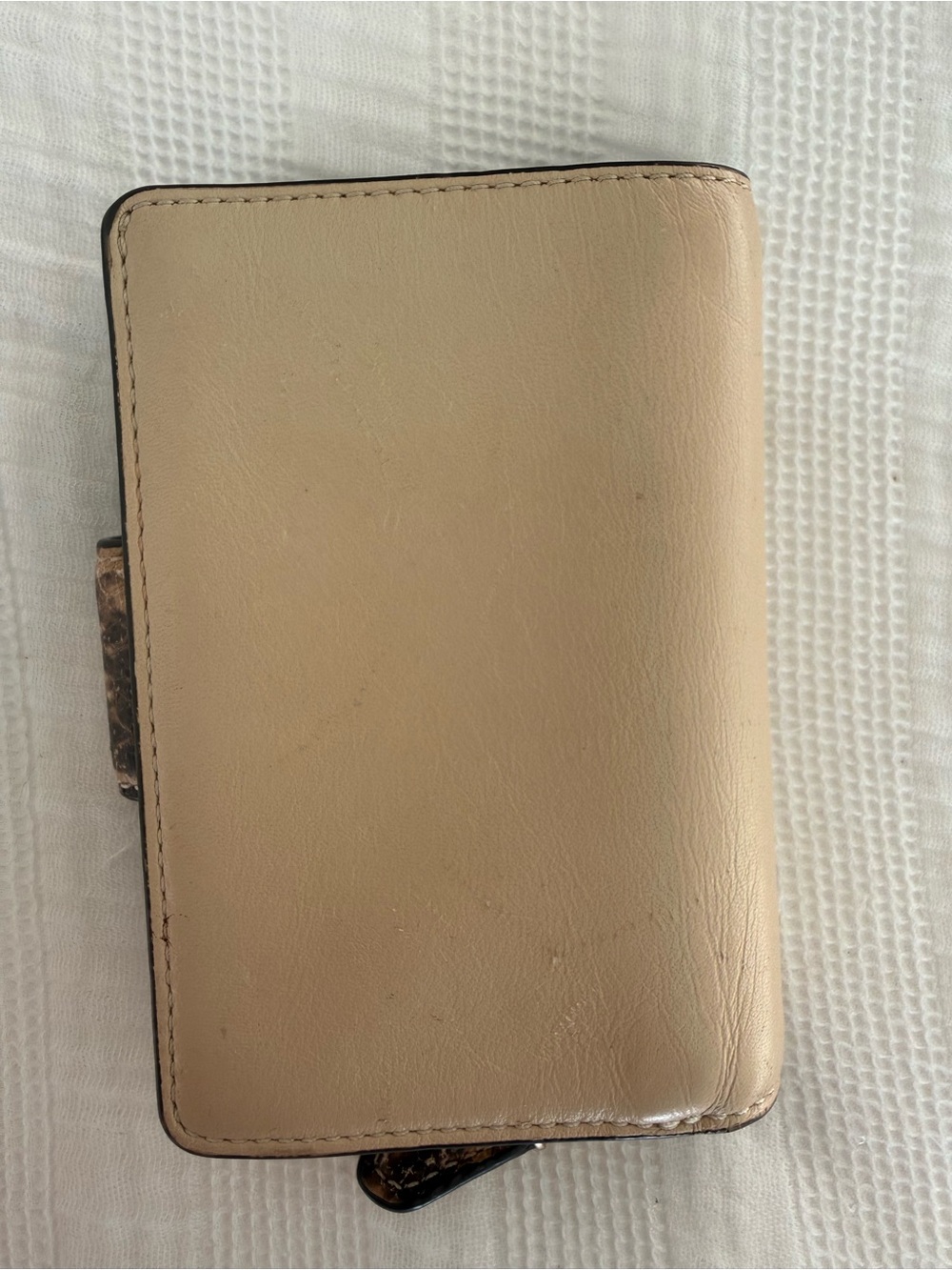 Coach Trifold Card Holder Wallet in Taupe with Snakeskin Tab - Picture 3 of 5